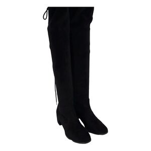Generic Black Over The Knee Block Heel Boots Pointed Toe Size 5.5